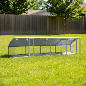 Silver <b>Dog</b> <b>Kennel</b> 26.25 X 6.56 X 6.56 Ft Steel Pet Cage Outdoor Durable Galvanized - Product Image 2
