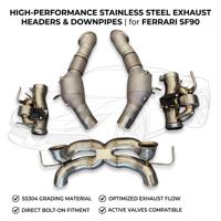 Knalpot Performa Vortex Valvetronic Ferrari SF90 Baja Tahan Karat Berpelindung Panas Downpipe X-Pipe Peredam Suara Balap Aliran Tinggi