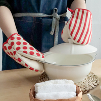 En gros, Maniques de four et gants de micro-ondes en coton résistants à la chaleur, anti-brûlure, 14*18cm, à pois et rayés, pour la cuisine et la pâtisserie