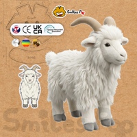 Boneka Kambing Putih Kustom dari Kain Daur Ulang, Boneka Hewan Kambing Isi Lembut Bersertifikat CE UKCA, Logo Kustom, Boneka Kambing untuk Hadiah