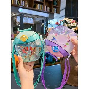 Bouteille d'eau en forme de gourde Coloriya avec paille pour enfants de 2 à 4 ans, en PP, design mignon de dessin animé, portable avec sangle - Product Image 3