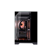 Boîtier PC de bureau Matx à trois faces vitrées avec vue sur la mer, refroidissement par eau, côtés transparents, pour jeux, Skyline Mini Noir