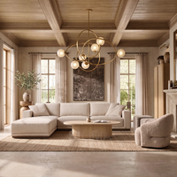 Canapé modulaire sur mesure OEM en forme de L pour salon avec chaise longue en tissu velours/lin, livraison rapide