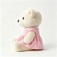 Adorable Ours en Peluche Assis et Moelleux, Poupée en Peluche avec Robe à Bordure en Dentelle, Jouet Ours Parfait pour un Cadeau