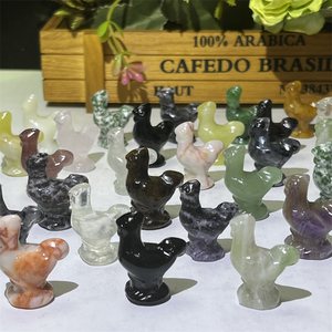 Grosir Mini kualitas tinggi alami hitam Obsidian kuarsa mawar Amethyst 2.5cm campuran kristal ukiran hewan ayam untuk hadiah - Product Image 1