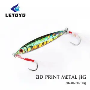 LETOYO 3Dพิมพ์ตกปลาชายฝั่งโลหะJiggingล่อ 20G/40G/60G/80Gแนวตั้งน้ําเค็มHard Jig Lureโลหะช้าPitch Jigs