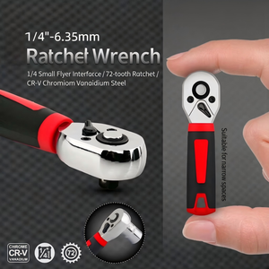 Mini <b>Ratchet</b> Wrench 1/4 In Chrome Vanadium Steel Industrial Grade Metric Single End Anti-Slip Handle - Product Image 2