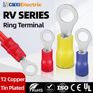 Đầu nối dây cáp dạng vòng ép cách điện PVC dòng RV, đầu cos đồng đỏ mạ thiếc dày T2 cho hệ thống điện - Product Image 1