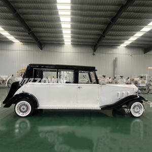 White Two-tone Enclosed Vintage Electric Sedan Whitewall Spoke Wheels For Luxury Wedding <b>Bride</b> Entrance Shooting Prop Vehicle - Product Image 2