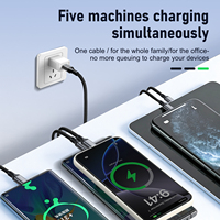 Câble de charge rapide Type-C vers Type-C 100W à 5 ports avec conducteur en cuivre pur et gaine en nylon pour téléphones iOS, ordinateurs portables, appareils photo et ordinateurs