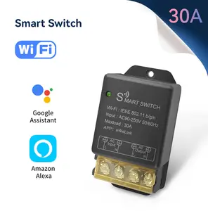 30A WiFi Smart Switch,AC 110V 220V Wireless Intelligent Relay, 2,4 GHz Fernbedienung Arbeiten Sie mit Alice Alexa Google