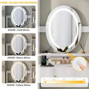 DWVO Ensemble table <span class=keywords><strong>de</strong></span> maquillage avec miroir et éclairage <span class=keywords><strong>3</strong></span> couleurs Prise <span class=keywords><strong>de</strong></span> courant Chaise <span class=keywords><strong>3</strong></span> tiroirs pour rangement Table <span class=keywords><strong>de</strong></span> toilette blanche Lots - Product Image 3