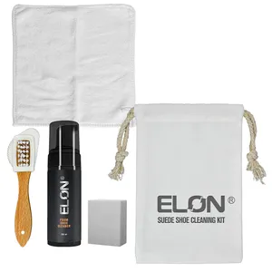 Factory Wholesale 150ml Shoe Cleaner Kit With Rubber Eraser And Suede Brush And Cloth In Canvas Bag