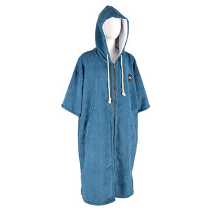 Poncho à capuche bleu foncé de qualité supérieure pour adultes Robe à langer de surf à glissière avant pour une utilisation en extérieur - Product Image 3