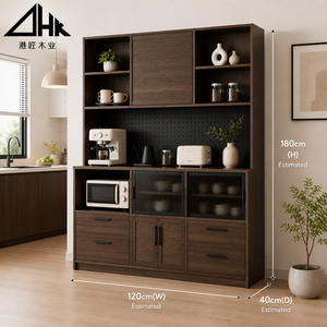 Buffet de cuisine moderne, étagère de <span class=keywords><strong>boulanger</strong></span>, meuble bar <span class=keywords><strong>à</strong></span> <span class=keywords><strong>café</strong></span> avec panneau perforé, support autoportant pour micro-ondes, armoire de rangement utilitaire - Product Image 4