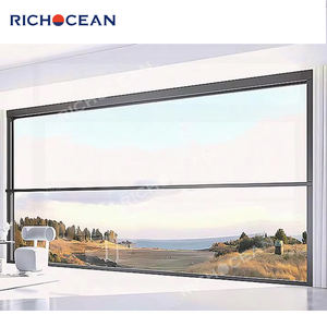 Fenêtres à guillotine en aluminium modernes RICHOCEAN, coupe-vent, <span class=keywords><strong>double</strong></span> <span class=keywords><strong>vitrage</strong></span> trempé, fenêtre à levage électrique pour villa - Product Image 6