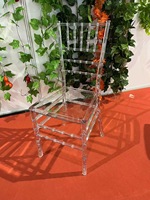 Chaise moderne en cristal avec couronne en résine PC transparente en acrylique réversible, chaise de salle à manger de mariage en plein air, chaise d'hôtel