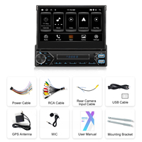 Podofo Android Voiture Stéréo 1 Din 7 ''Sans Fil Carplay Android Auto 2 + 64G Manuel Rétractable GPS WIFI FM RDS EQ TYPE-C