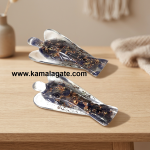 Figurine d'ange en cristal faite à la main avec des ailes, pierres précieuses assorties, pendentif orgone Reiki pour la guérison - Product Image 6