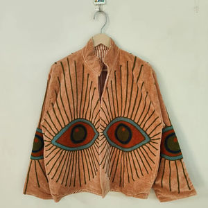 Chaqueta Suzani con Bordado de Ojo Turco, Chaqueta Suzani de Terciopelo con Ojo Turco, Chaqueta de Invierno, Kimono, Regalo para Ella, Chaqueta Suzani - Product Image 1