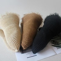 Sombrero Plegable para Mujer, Estilo Coreano Versátil con Flecos, Gorra Fresca para Primavera y Verano, Sombrero de Paja Tejido