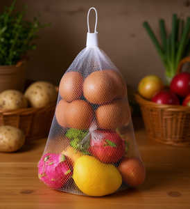 Sac en filet BAGLEADER en plastique PP refermable avec cordon de serrage pour fruits, légumes, fruits de mer, produits alimentaires, emballage alimentaire - Product Image 2