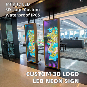 Custom Large 3D Logo Infinity Mirror <b>LED</b> Neon <b>Sign</b> UV Print Pattern Green Remote Touch Control IP65 Glass Office Shops Companies - Product Image 2