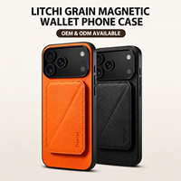 Étui de téléphone en cuir PU grain litchi avec porte-cartes magnétique et béquille, OEM/ODM Denior, directement de l'usine, logo personnalisé disponible