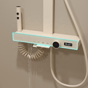 <span class=keywords><strong>TIKTOK</strong></span> Sistema de ducha de cascada de latón blanco con pantalla tipo teclado de piano, montado en la pared, grifo para baño y bañera - Product Image 3
