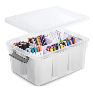 Plastic Storage <b>Bins</b> with 6 Detachable Inserts Clear Storage Box with <b>Lids</b> Multipurpose Stackable Storage <b>Bins</b> for Organizing to - Product Image 1