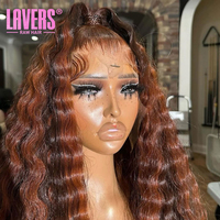 Perruque en cheveux humains ondulés profonds avec mèches, dentelle transparente HD, perruques complètes en dentelle, perruques bouclées pour femme noire