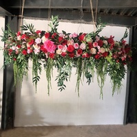 Hortensias de seda Floral al aire libre hoja curva decoración de techo flores colgantes pared Artificial flor techo para boda