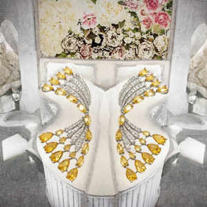 Pendientes Colgantes de Circonita Amarilla con Diamantes de Imitación Marquise, de Latón Bañado en Plata, Joyería de Moda para Bodas y Fiestas - Product Image 3