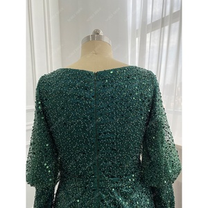 Abiti da sposa di lusso <span class=keywords><strong>verde</strong></span> <span class=keywords><strong>smeraldo</strong></span> modesto <span class=keywords><strong>elegante</strong></span> abito da sera taglie forti abito da festa di nozze formale a maniche lunghe con paillettes - Product Image 6