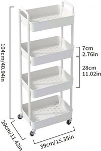 Chariot à roulettes pliable à 5 niveaux, design détachable, en plastique, moderne, haute précision, pour rangement de toilettes, chariot mobile pour snacks de salon - Product Image 2