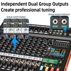 Système de sonorisation professionnel OEM TC12, console audio pour DJ, mixeur 12 canaux pour les performances sur scène - Product Image 4