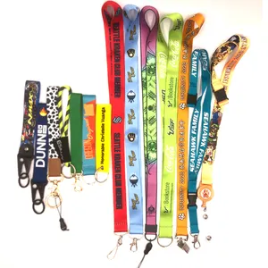 Wholesale Long Lanyard and Short Keychain Wrist Strap Lanyard with logo Custom Polyester with High Quality Buckle for daily life