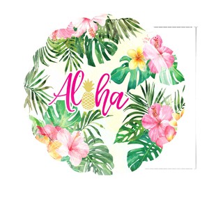 Ensemble de vaisselle pour fête hawaïenne, 60-80 pièces, décorations d'anniversaire, plastique, papier, respectueux de l'environnement, impression numérique ronde - Product Image 3