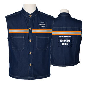 Chaleco vaquero reflectante de alta visibilidad a la moda 2025, ropa de trabajo para hombres con logotipo - Product Image 4