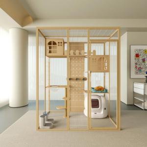 Gatto moderno trasparente Villa in legno massello Pet all'aperto gabbia con modello animale facile da pulire gabbia portante casa per cani - Product Image 3