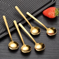 Mini cuillère dorée en acier inoxydable 304, design moderne, petite taille, pour desserts, miel, glaces, assaisonnements, fêtes, 10 cm, mini cuillère à café