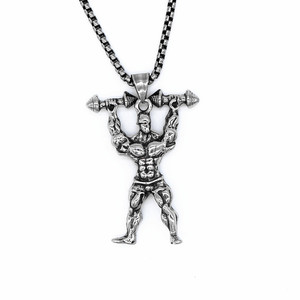 Yunnique – pendentif élégant en forme d'haltère, en argent tibétain, collier unisexe, design à pointes géométriques, GZP0654 - Product Image 1