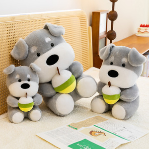 Lindo Peluche de Perrito Gris, Kawaii Schnauzer, Juguete de Peluche con Coco Verde, Peluche Suave para Regalo de Cumpleaños, 25/32/42cm - Product Image 3