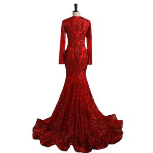 Vestidos de Noche Largos de Fiesta Formales para Chicas, Color Negro, Sexy, Ajustados, Color Borgoña, Verde Oliva, Manga Larga, Cola Roja - Product Image 6