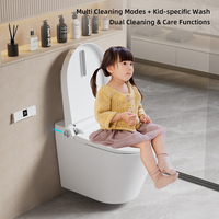WC intelligent suspendu avec bidet intégré, siège chauffant, panneau de commande LED, chasse d'eau automatique, gain de place, toilettes intelligentes sans bride