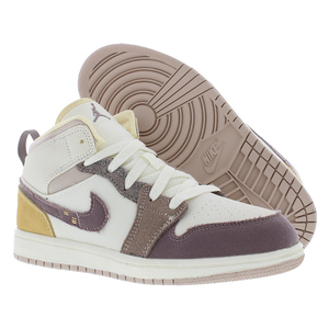 Nike Jordan 1 MID SE CRAFT PS รองเท้ากีฬาเด็กผู้หญิง, รองเท้ากีฬาสี sail/taupe hoze/fossil Stone ดีไซน์นักเรียนทันสมัย-100% ของแท้ - Product Image 5