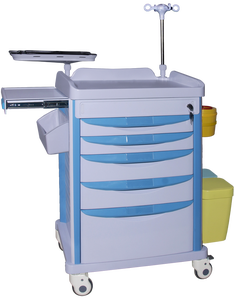 Op voorraad Fuda B-12 5 laden hoge opslag ABS verpleegkundige noodkamer medische <span class=keywords><strong>trolley</strong></span> voor ziekenhuis medische apparatuur - Product Image 1