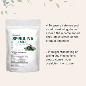 Vegan <span class=keywords><strong>Protein</strong></span> ve klorofil antioksidan bağırsak ve kan dengesi sağlık desteği ile özel etiket organik Spirulina tabletler - Product Image 2