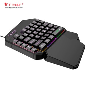 TWOLF T19 <span class=keywords><strong>Tastiera</strong></span> da <span class=keywords><strong>Gaming</strong></span> <span class=keywords><strong>a</strong></span> <span class=keywords><strong>Una</strong></span> <span class=keywords><strong>Mano</strong></span> con 40 Tasti, Retroilluminazione Colorata, Design Ergonomico e Supporto per il Palmo, per Telefono - Product Image 1