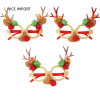 Lunettes de Noël style bois de cerf doré, décoration de fête de Noël pour couples et enfants, monture de lunettes de Noël